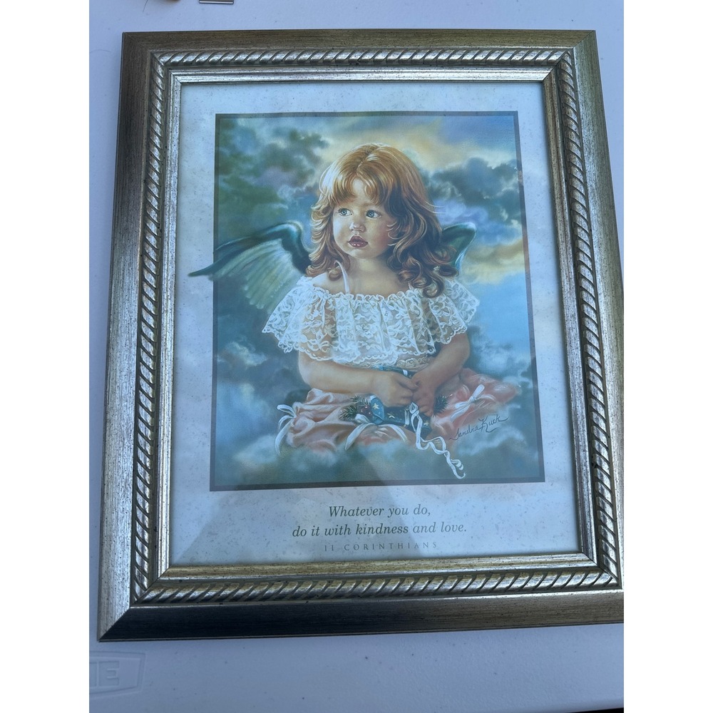Sandra Kuck Angel Art Framed Print II Corinthians Kindness and Love Silver Frame